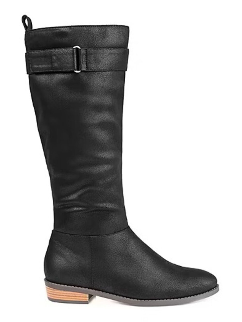 #47 Journee Collection Womens Lelanni Stacked Heel Riding Boots, 8 Medium, Black
